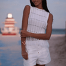 Karina Grimaldi Aria Fringe Top in White