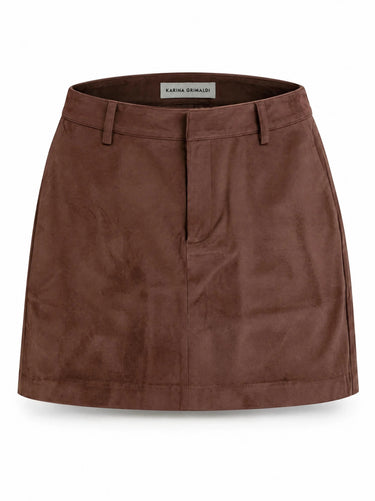 Karina Grimaldi Aria Suede Skirt in Espresso
