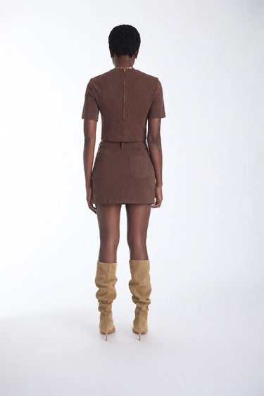 Karina Grimaldi Aria Suede Skirt in Espresso