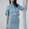 Karina Grimaldi Atlanta Lace Skirt in Cadet Blue - Estilo Boutique