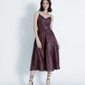 Karina Grimaldi Gloria Vegan Leather Midi Dress in Malbec