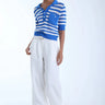Karina Grimaldi Jasmine Knit Striped Shirt in Cobalt