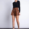 Karina Grimaldi Juana Vegan Leather Shorts in Intense Rust - Estilo Boutique