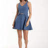 Karina Grimaldi Lola Denim Mini Dress in Blue