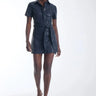 Karina Grimaldi Mallie Vegan Leather Mini Dress in Navy