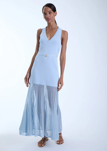 Karina Grimaldi Oria Knit Maxi Dress in Sky Blue