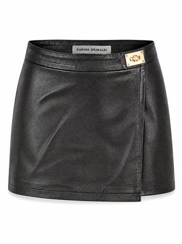 Karina Grimaldi Pauli Leather Mini Skirt in Black