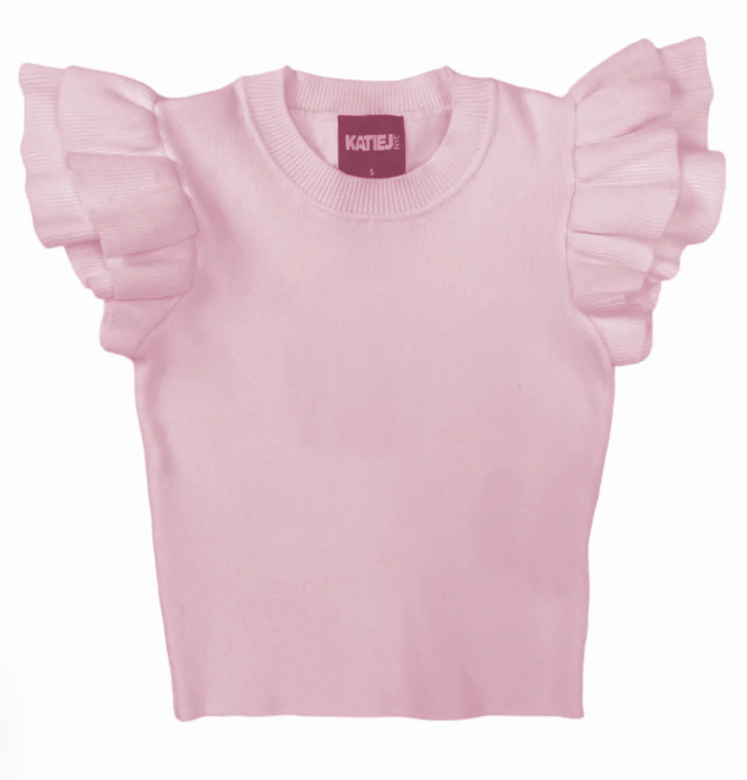 Katie J Tween Isla Top in Baby Pink - Estilo Boutique