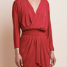 Krisa Drape Skirt Surplice Dress in Red - Estilo Boutique