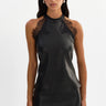 Lamarque Ginny Lace Trim Faux Leather Top in Black