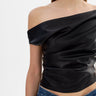 Lamarque Ines Off Shoulder Faux Leather Top in Black