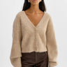Lamarque Minnie Knit Cardigan in Heather Beige