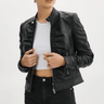 Lamarque Philana Ruched Leather Jacket in Black - Estilo Boutique