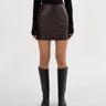 Lamarque Rowan Leather Mini Skirt in Dark Brown