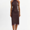 Lamarque Sonja Lace Trim Faux Leather Skirt in Vamp