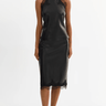 Lamarque Sonya Lace Trim Faux Leather Skirt in Black