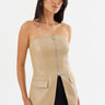 Larmarque Avani Faux Leather Bustier Top in Wheat - Estilo Boutique