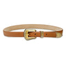 Laurel and Gold Westlake Belt in Caramel Satin Antique Brass