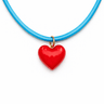 Lauren Amble Designs Aqua Cord Heart Necklace Hot Pink Heart