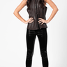 Lavender Brown Sleeveless Leather Top in Dark Chocolate - Estilo Boutique