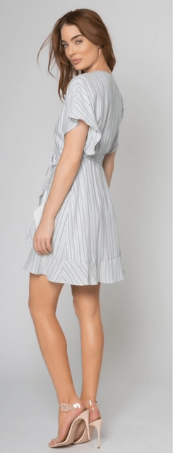 Lavender Brown Stripe Wrap Dress - Estilo Boutique