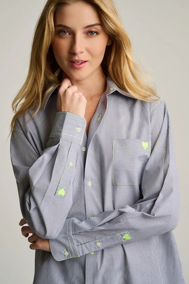 Lisa Todd Stripe It To Me Button Up Shirt in Black White