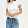 LNA Fitted Ribbed Crew Tee in White - Estilo Boutique