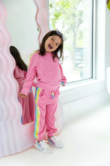 Lola and the Boys Pink Rainbow Sequin Set in Pink