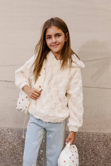 Lola and the Boys Super Soft Checker Hoodie in White