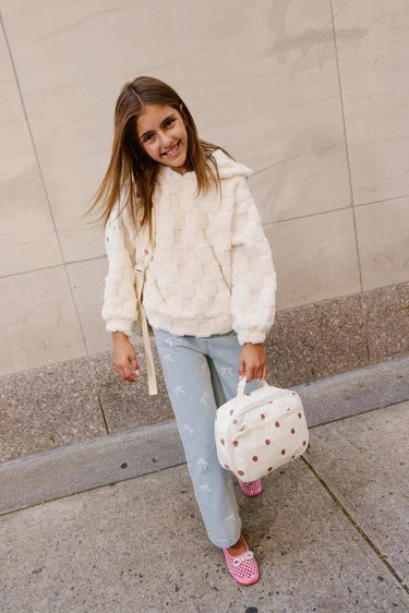 Lola and the Boys Super Soft Checker Hoodie in White