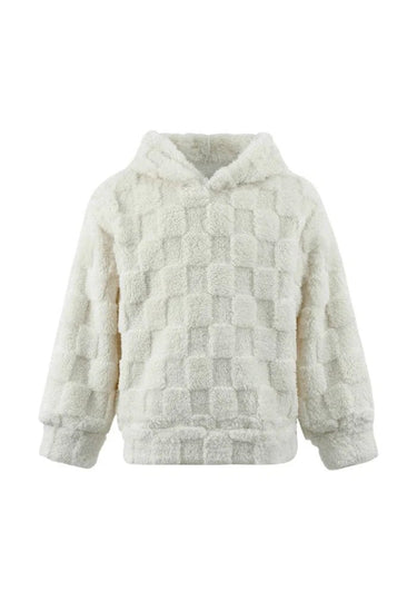 Lola and the Boys Super Soft Checker Hoodie in White