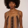 Love the Label Lenora Top in Brown Panel Denim