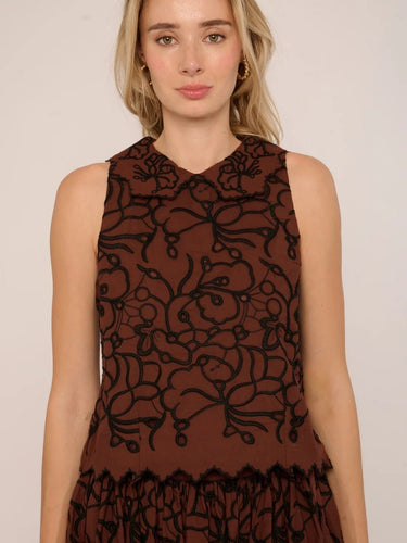Love the Label Lielle Top in Brownstone Embroidery