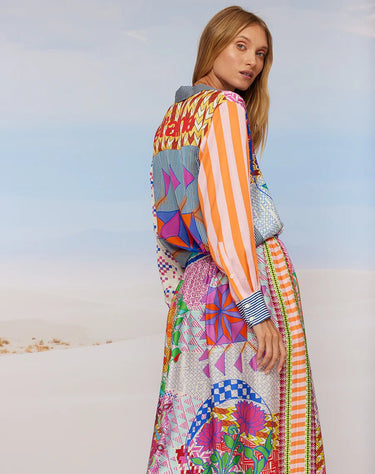 Me369 Evelyn Mixed Print Shirt in Rangoli