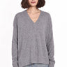 Minnie Rose Cashmere Long and Lean V Sweater in Grey - Estilo Boutique