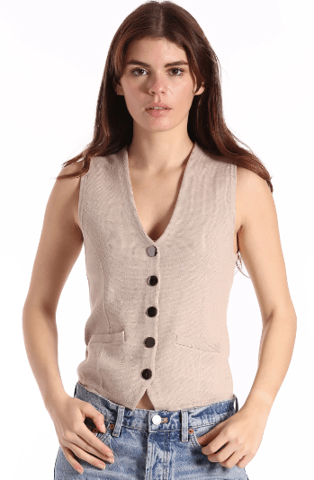 Minnie Rose Cotton Vest with Snaps in Brown Sugar - Estilo Boutique