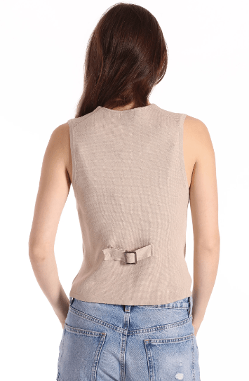 Minnie Rose Cotton Vest with Snaps in Brown Sugar - Estilo Boutique