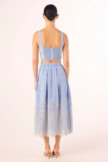 Misa Aggie Midi Eyelet Skirt in Periwinkle