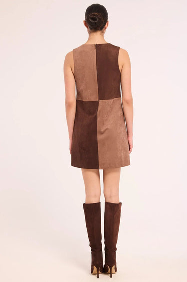 Misa Ingrid Dress in Faux Suede Mix