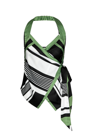 Misa Ione Halter Wrap Top in Geo Stipe