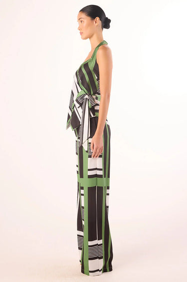 Misa Ione Halter Wrap Top in Geo Stipe