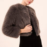 Misa Jordyn Faux Fur Jacket in Dark Grey