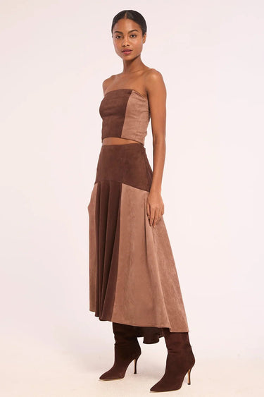 Misa Lenore Skirt in Faux Suede Mix