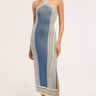 Misa Odessa Dress in Aegean Geometry Blue