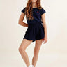 Molly Bracken Cotton Mini Shorts in Navy Blue - Estilo Boutique