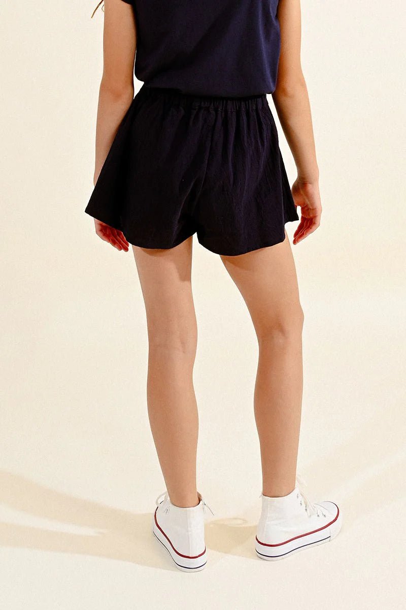 Molly Bracken Cotton Mini Shorts in Navy Blue - Estilo Boutique