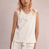 Molly Bracken Girls Knitted Eyelet Tank in Off White