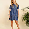 Molly Bracken Ruffle Shirt Dress in Blue Denim - Estilo Boutique
