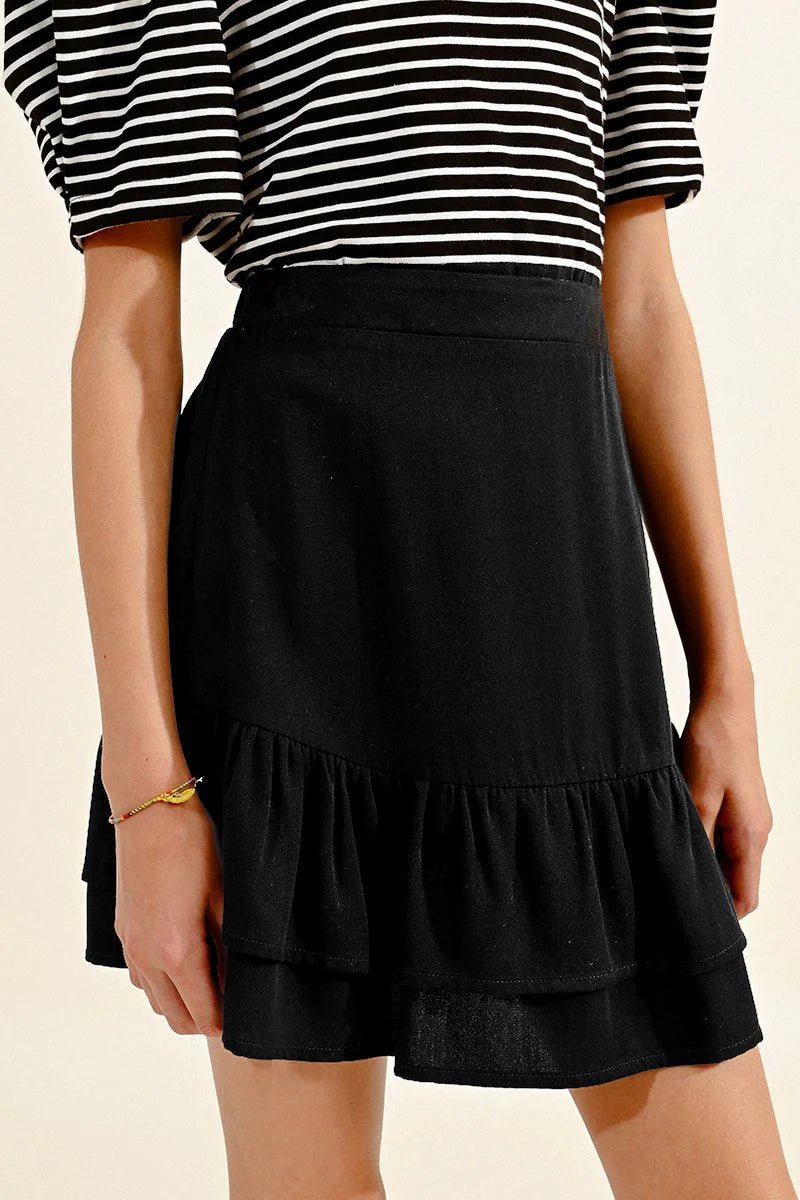 Molly Bracken Ruffled Skirt in Black - Estilo Boutique