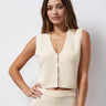 Monrow Boucle Knit Vest in Cream - Estilo Boutique
